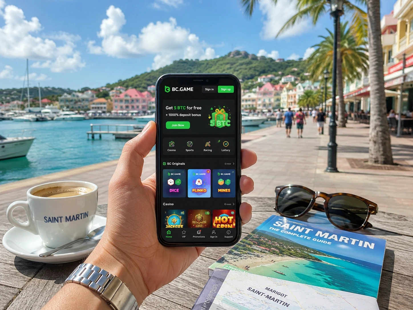BC Game Saint Martin sur téléphone mobile